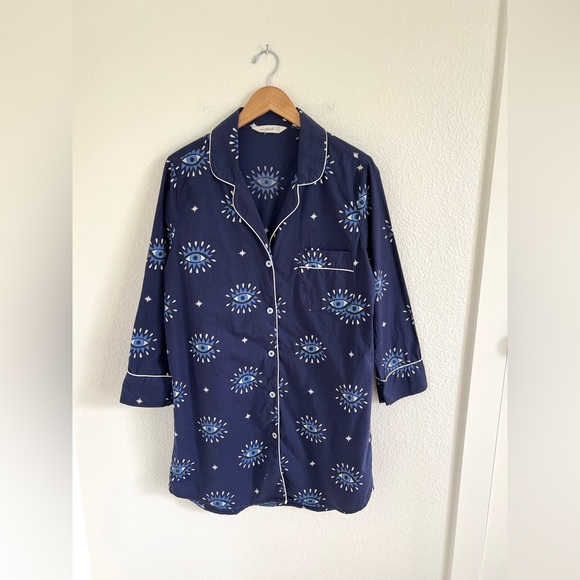 Printfresh Other - PRINTFRESH evil eye navy blue print sleep shirt / size M